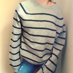 Express lambs wool striped oversized sweater